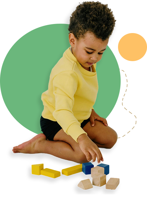 child playing with blocks